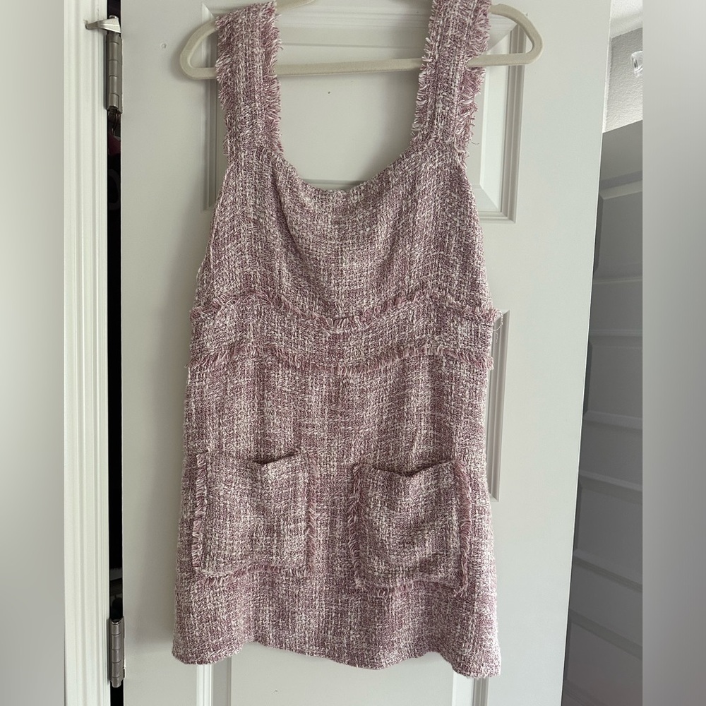 Olivaceous darker red Tweed dress, Size L, great condition only worn once!